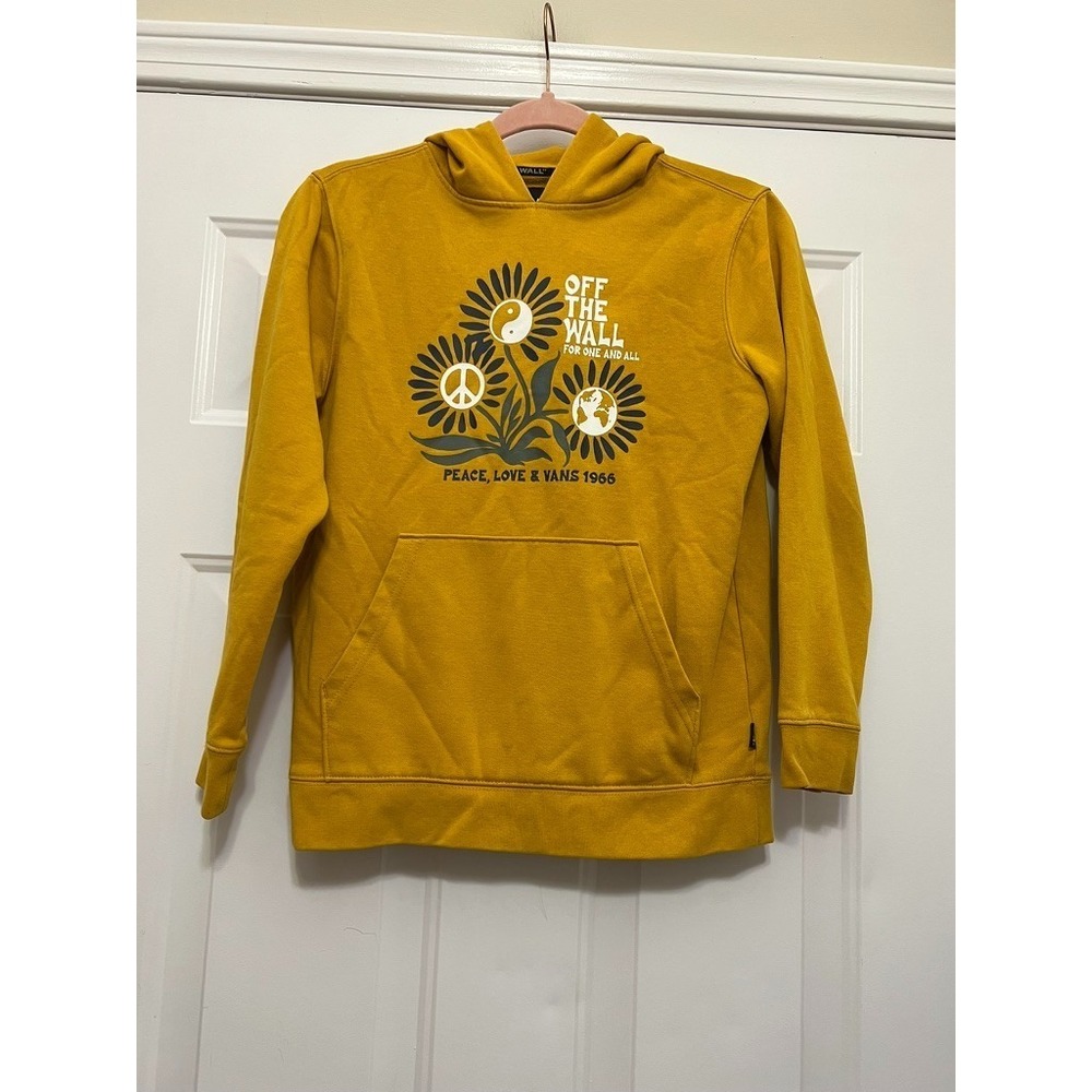Vans‎ Hoodie Off The Wall Youth Sunflower Print Yellow Peace Embroidered Medium